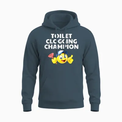 Toilet Clogging Champion Funny Meme Unisex Hoodie - Dark Heather