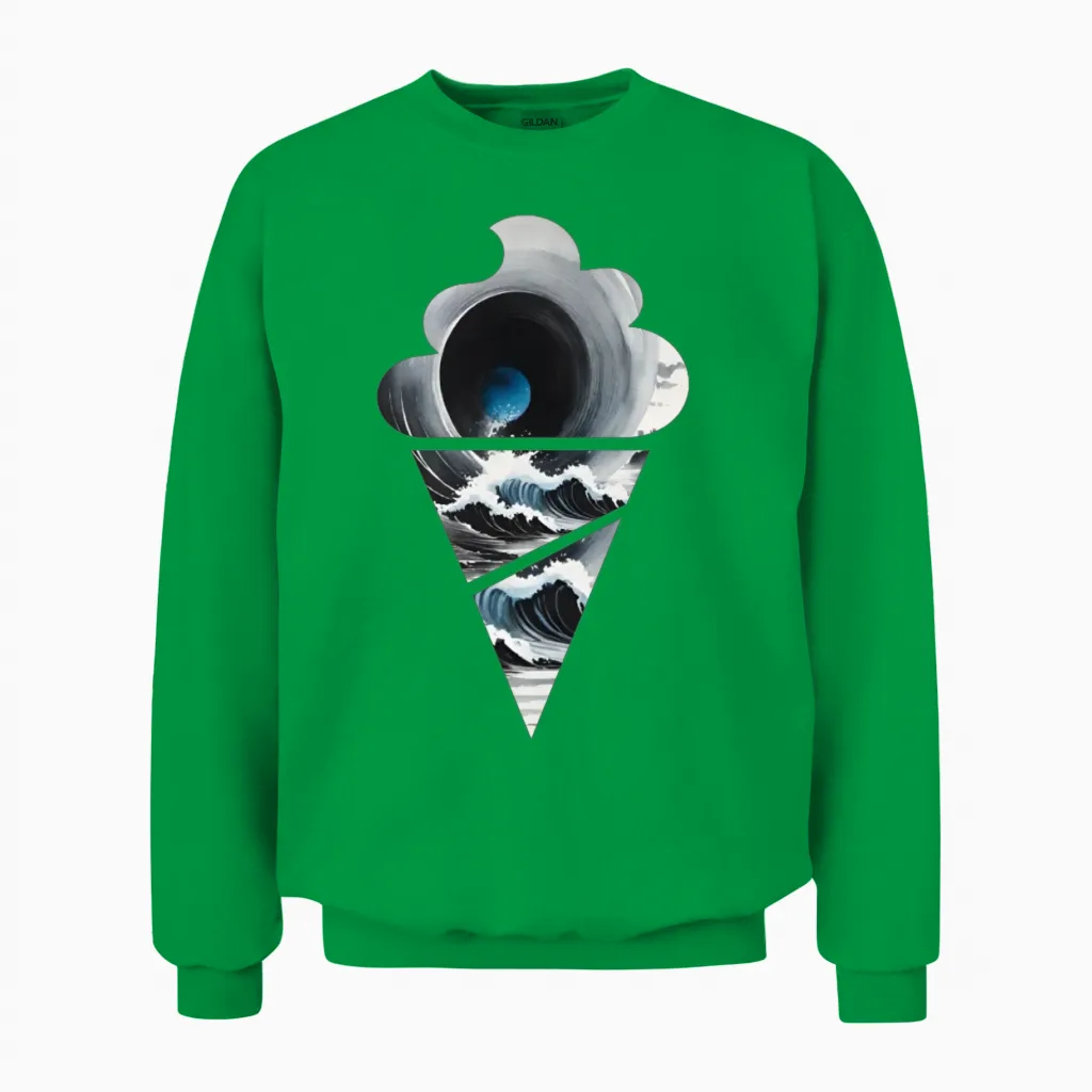 Ocean Wave Ice Cream Unisex Sweatshirt in Irish Green