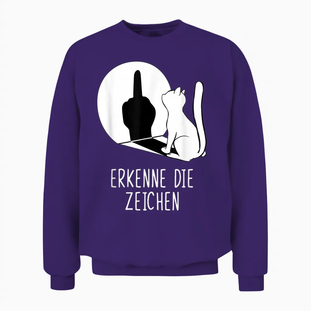 Waving Cat Shadow Cats Erkenne Die Signs T-Shirt, Black Unisex Sweatshirt in Purple