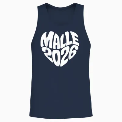 Malle 2026 Herz Form Mallorca Party Urlaub Herzform Feiern Unisex Tank Top - Navy