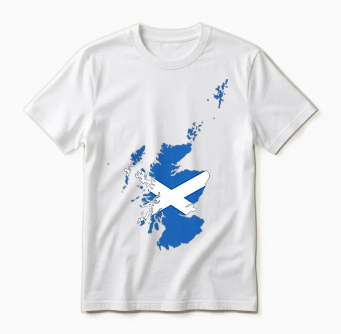 Scotland Flag of Scotland Outline - Scotland T-Shirt, Black Unisex T-Shirt in White