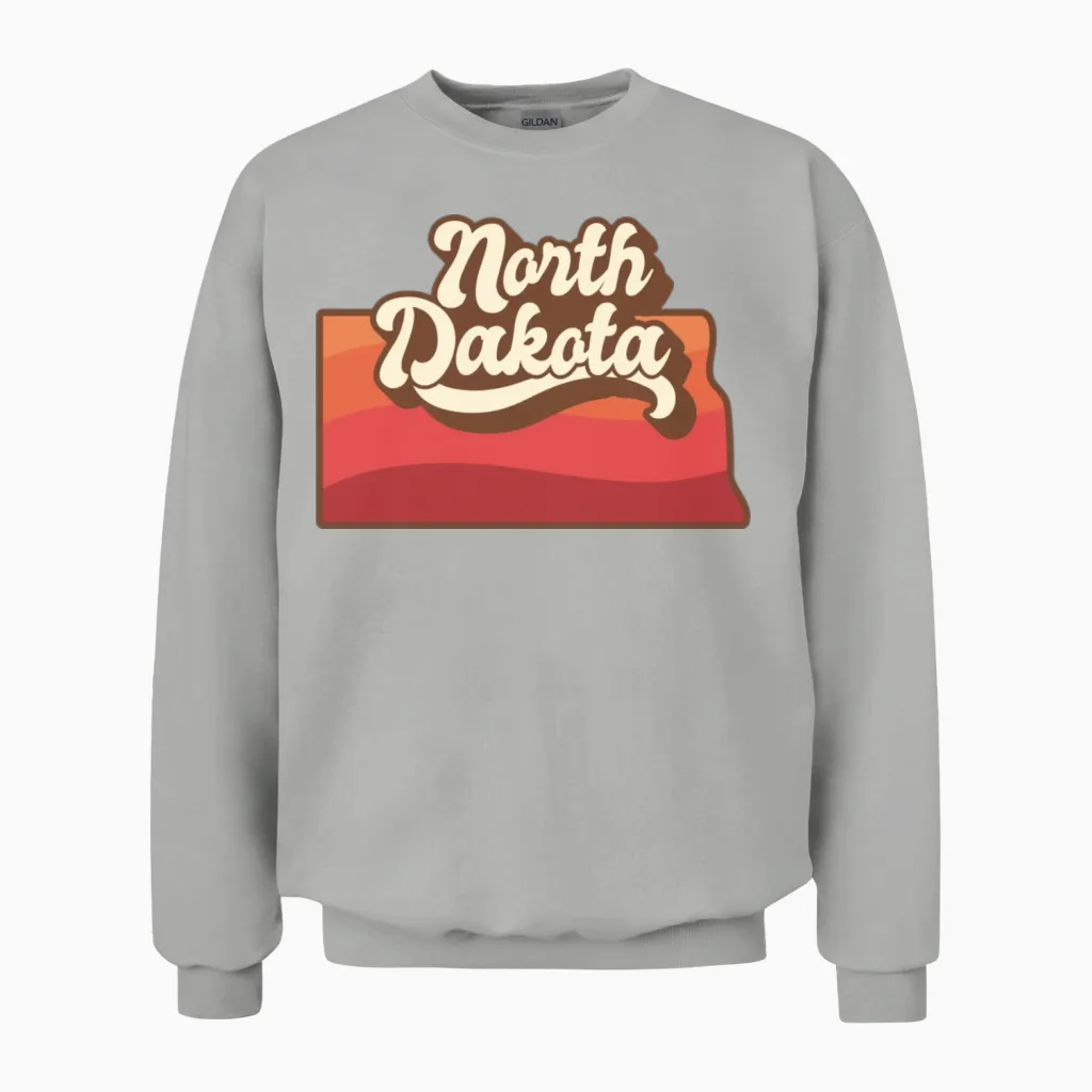 North Dakota Retro Unisex Sweatshirt in Ash