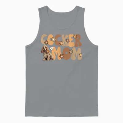 English Cocker Spaniel Groovy, the World's Best Cocker Spaniel Mom Unisex Tank Top - Sport Grey