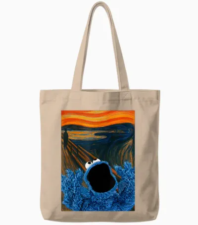 Sesame Street Cookie Monster the Scream Art Tote Bags - Natural