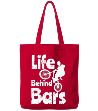 Life Behind Bicycle Bars Bmx Tote Bags - Red