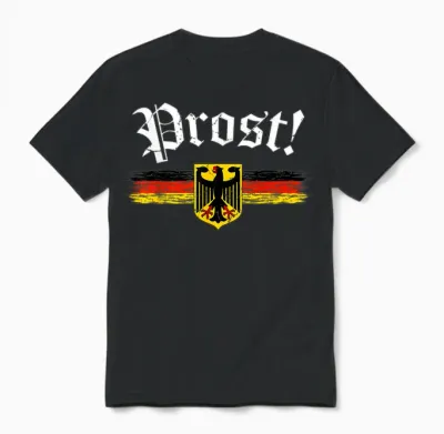 Oktoberfest Shirt for Men Women German Flag Prost Vintage Unisex T-Shirt - Black