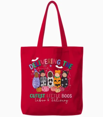 Delivering the Cutest Boos Labor & Delivery Halloween Nurse Tote Bags - Red