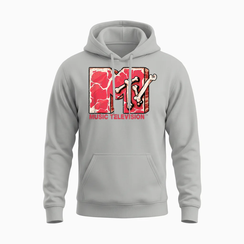 Mtv Logo Flesh and Bones Meat Beef Steak Raw Meat Mtv Unisex Hoodie in Ash