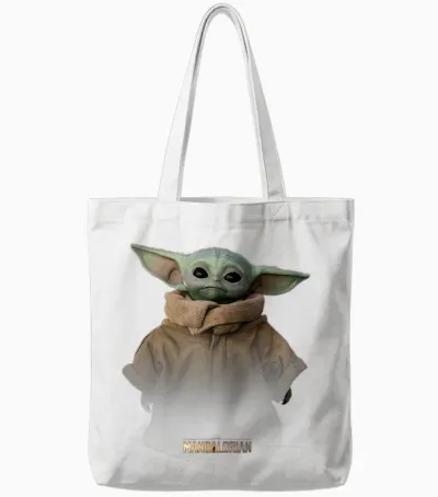 Star Wars the Mandalorian Logo the Child Simple Portrait Tote Bags - White