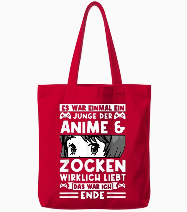 Ein Junge Der Anime & Zocken Liebt Anime Zocken Tote Bags in Red