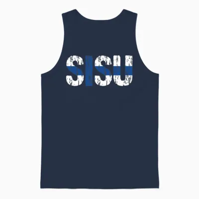 Sisu Finnish Flag Distressed Suomi Unisex Tank Top - Navy
