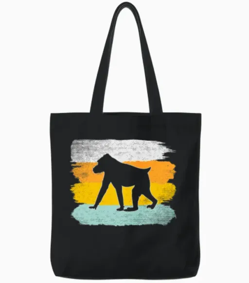 Monkey Retro Tote Bags - Black