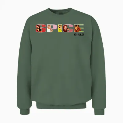 Official Spice Girls Logo T-Shirt, Black Unisex Sweatshirt - Military Green