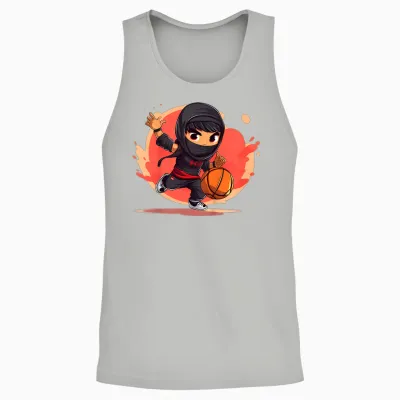 Kinder Ninja Junge Spielt Basketball Unisex Tank Top - Ash