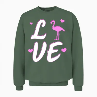 Flamingo Pink Bird Animal Trend Flamingoe Gift Unisex Sweatshirt - Military Green