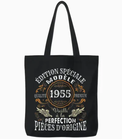 Birthday 69 Years Man Woman Humour 1955 T-Shirt, Black Tote Bags - Black