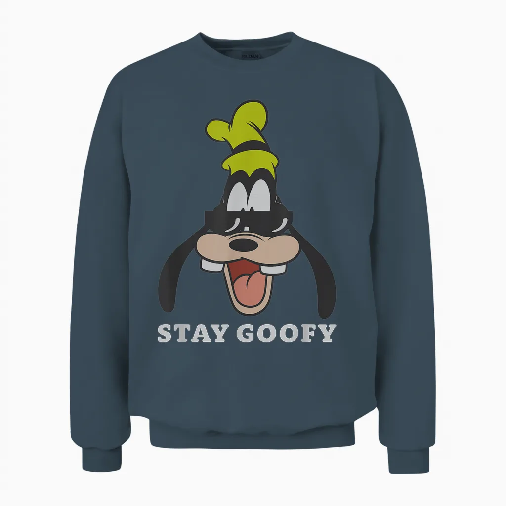 Disney Mickey and Friends Retro Stay Goofy Big Vintage Unisex Sweatshirt in Dark Heather