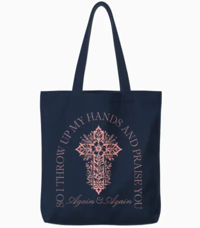 So I Throw Up My Hands and Praise You Cross Brandon 2 Sided Tote Bags - Navy