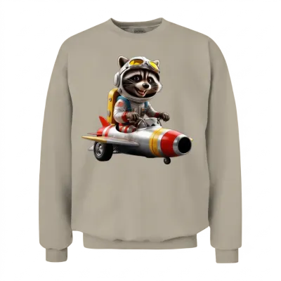 Retro Rocket Raccoon Roadtrip Unisex Sweatshirt - Sand