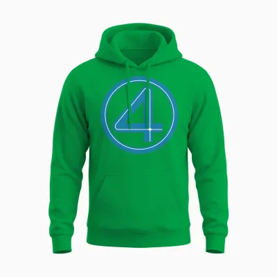 Marvel Studios the Fantastic Four: First Steps Costume Icon Long Sleeve, Black, S Unisex Hoodie - Irish Green