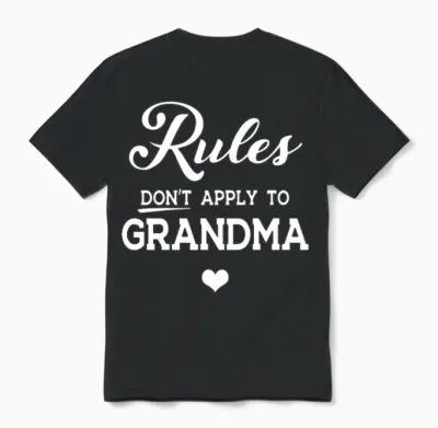 Rules Dont Apply to Grandma Love Heart Grandma Unisex T-Shirt - Black