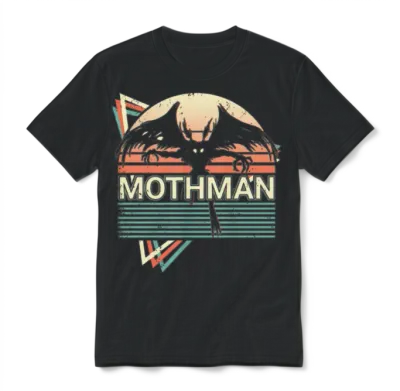 Mothman Cryptid Cryptozoology Retro Unisex T-Shirt - Black