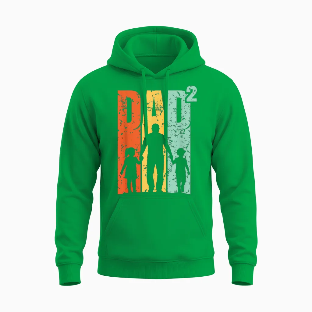 Papa Von Zwei Kindern Im Retro-Vintage-Stil Unisex Hoodie in Irish Green