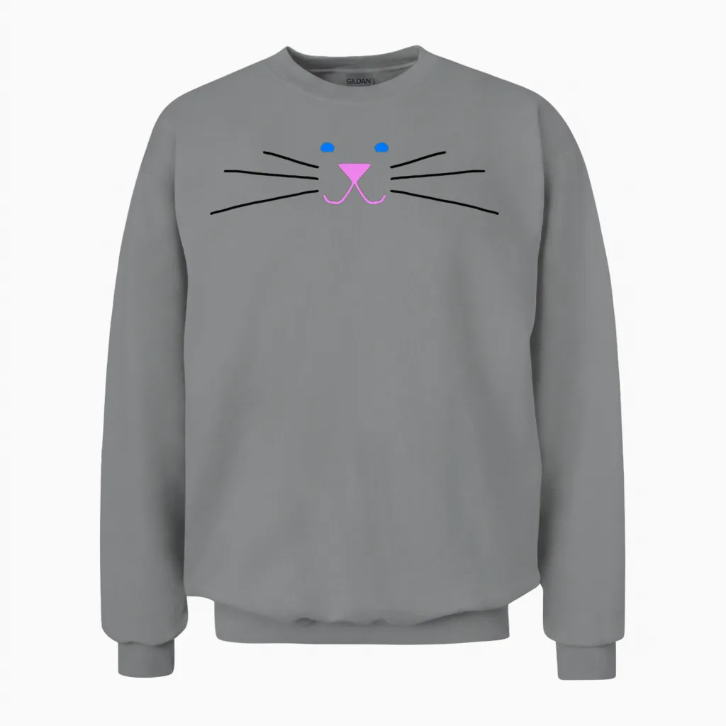 Kitty Face - Cat Lovers Unisex Sweatshirt in Sport Grey