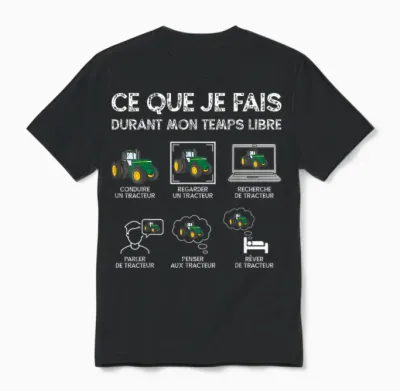 Tractor Man Woman Boys Child Farmer Farmer Unisex T-Shirt - Black