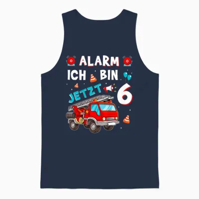 Kinder 6 Geburtstag Junge Mädchen Feuerwehr Geschenke Feuerwehrauto Unisex Tank Top - Navy