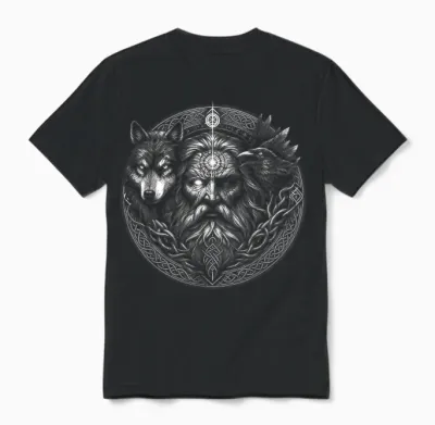 Viking Valhalla Krieger Normanne Runenkreis Götter Odin Dead Animals Raven Wolf Runes Circle Viking T-Shirt, Black, S, Unisex Adult, Women, Short Sleeve, Polo, Regular Fit, Classic, 1 Count Unisex T-Shirt - Black