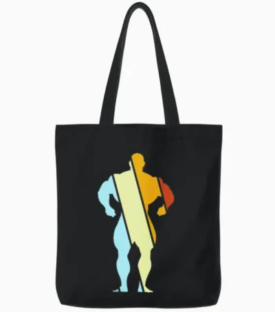 Bodybuilding Retro Tote Bags - Black