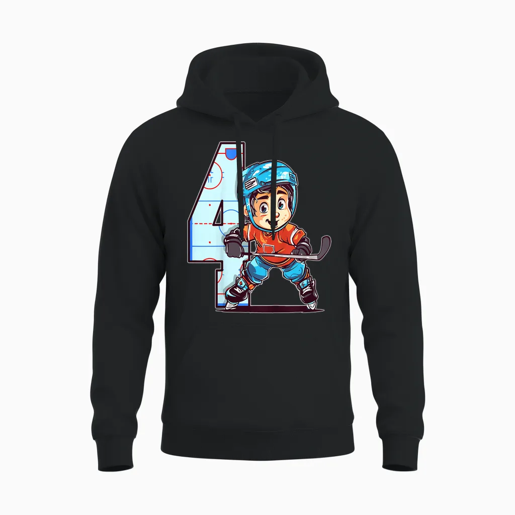 Eishockey Geburtstag - 4 Jahre Alter Junge - 4. Geburtstag Unisex Hoodie in Black