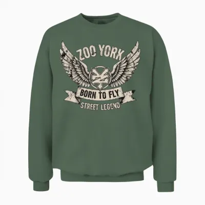 Born to Fly Street Legend Wings Unisex Sweatshirt - Military Green
