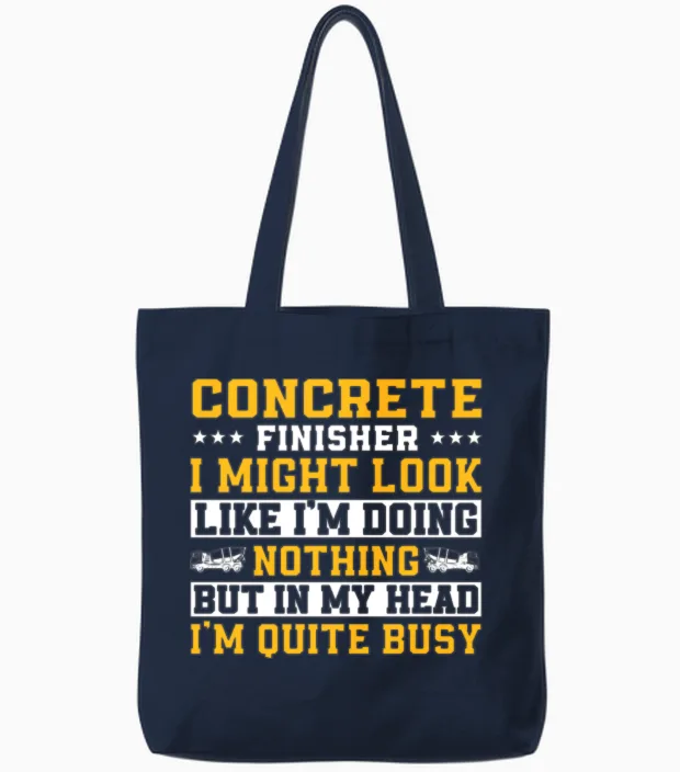 Funny Concrete Finisher Tote Bags in Navy