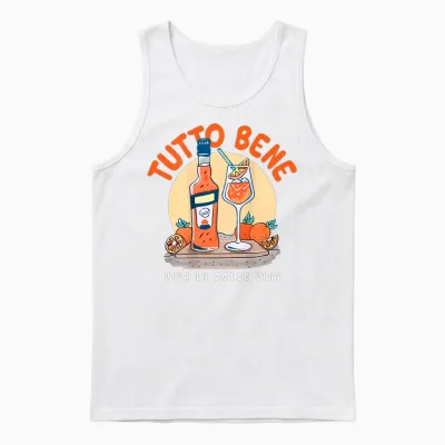 Tutto Bene X Viva La Dolce Vita Oil Aperoir Spritz Club Back T-Shirt, Black, S Unisex Tank Top - White