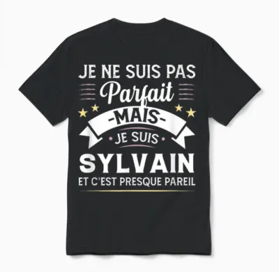 Gift Idea Personalised Name Sylvain Humour Man Unisex T-Shirt - Black