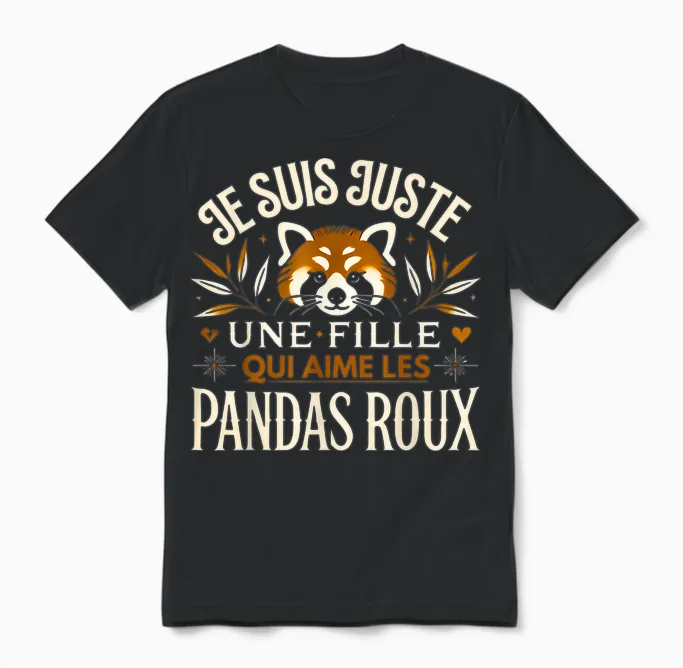 Red Panda Girl Red Panda T-Shirt, Black, S Unisex T-Shirt in Black