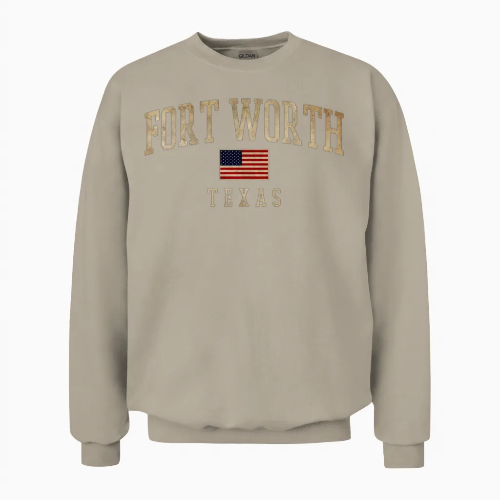 Fort Worth Usa Patriotic & 4th of July Unisex Sweatshirt in Sand