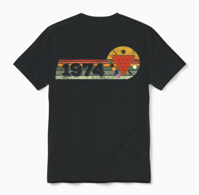 Snooker Snooker-Game Vintage Born 1974 Birthday Unisex T-Shirt in Black