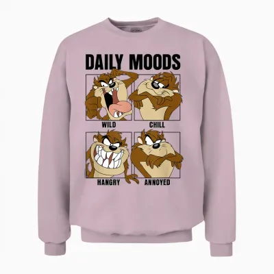Looney Tunes Tazmanian Devil Daily Moods Panels T-Shirt Small Unisex Sweatshirt - Light Pink