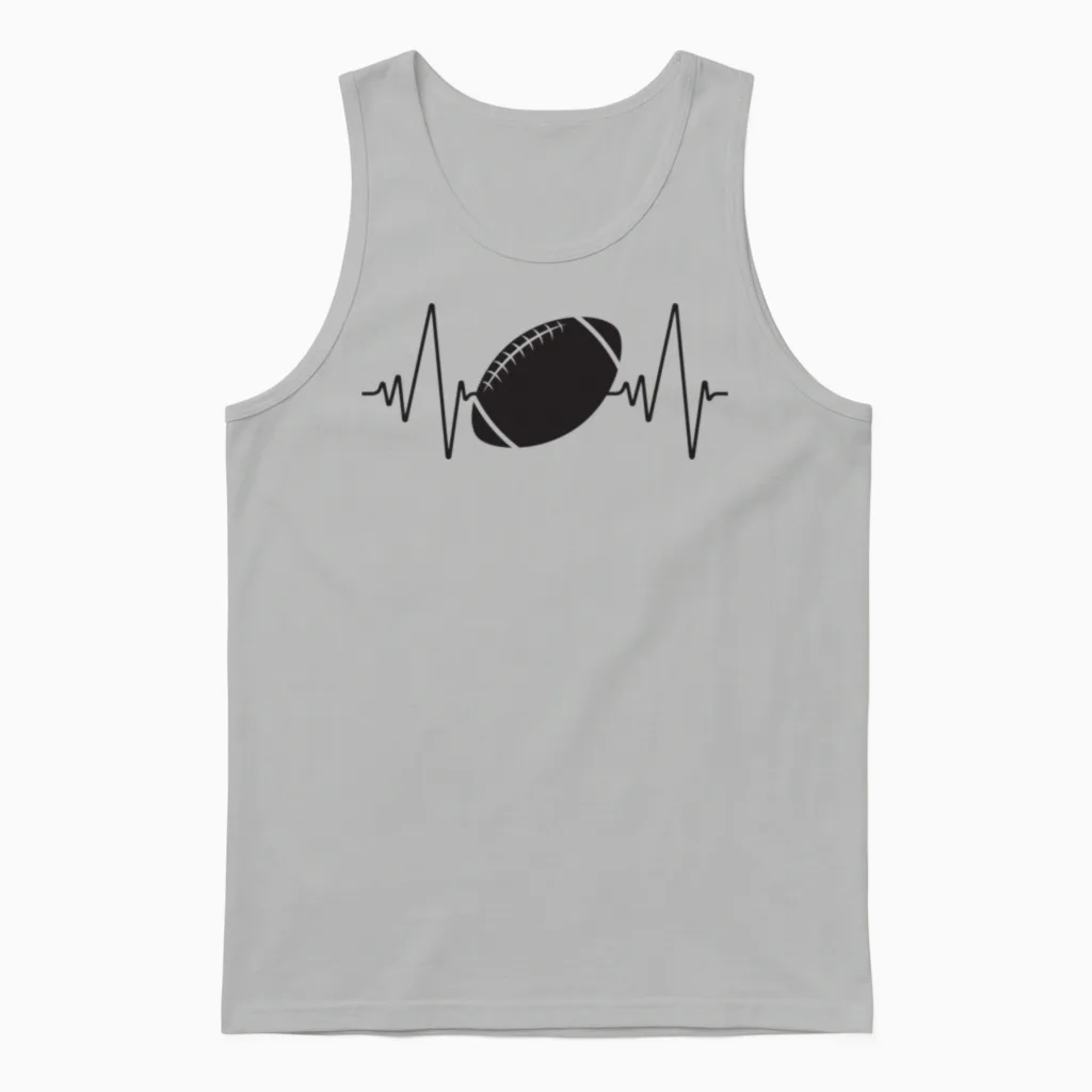 Heartbeat Football Unisex Tank Top in Ash