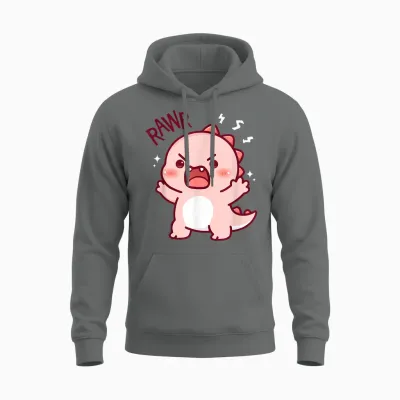 Niedlicher Dinosaurier Brüllender Kawaii Dino Rawr Lustige Mädchen Kinder Unisex Hoodie - Graphite Heather