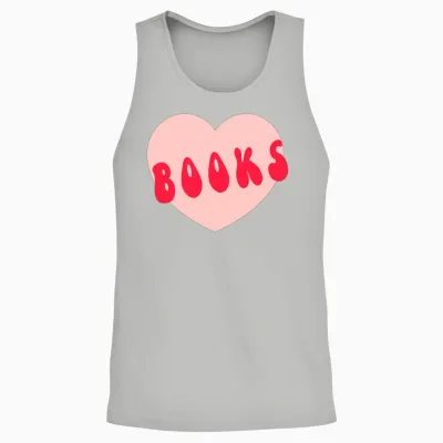 Funny I Love Books Print with Heart ,funny Reading Unisex Tank Top - Ash