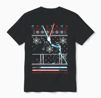Star Wars Vader Luke Duel Christmas Sweater Graphic Unisex T-Shirt - Black