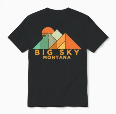 Retro Vintage Big Sky Montana Unisex T-Shirt - Black