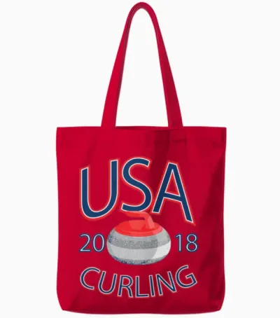 Usa Curling Winter Sports Tote Bags - Red
