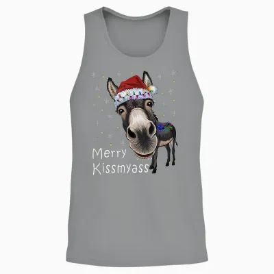 Merry Kissmyass Donkey Sarcastic Xmas Funny Christmas Unisex Tank Top - Sport Grey