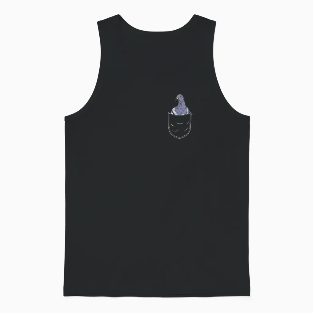 Pigeon Taubenschlag Bird Animal Lover Chest Pocket T-Shirt, Black Unisex Tank Top in Black