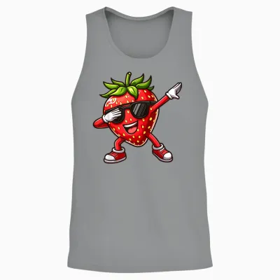 Dabbing Rote Erdbeere | Lustige Rote Beere Mit Erdbeer Unisex Tank Top - Sport Grey